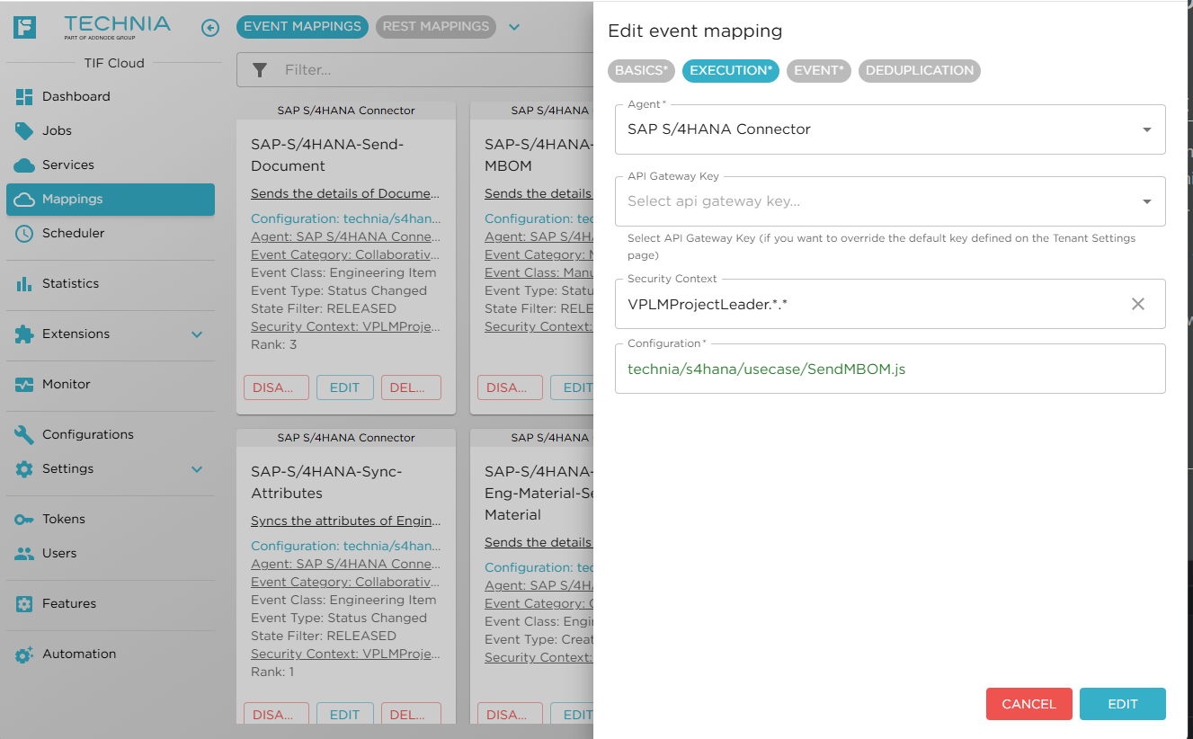 event mapping api key
